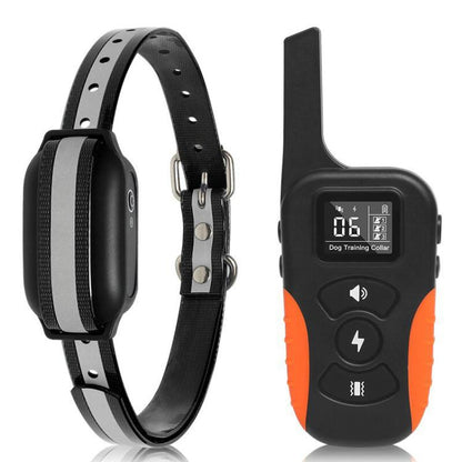 Pet dog training collar receiver and black orange remote with adjustable neck strap