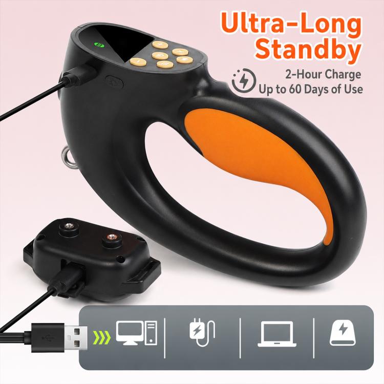 Black smart anti-tug remote controller with orange handle and button keypad