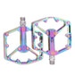 Rainbow colorful mountain bike pedals with dual platform and textured center