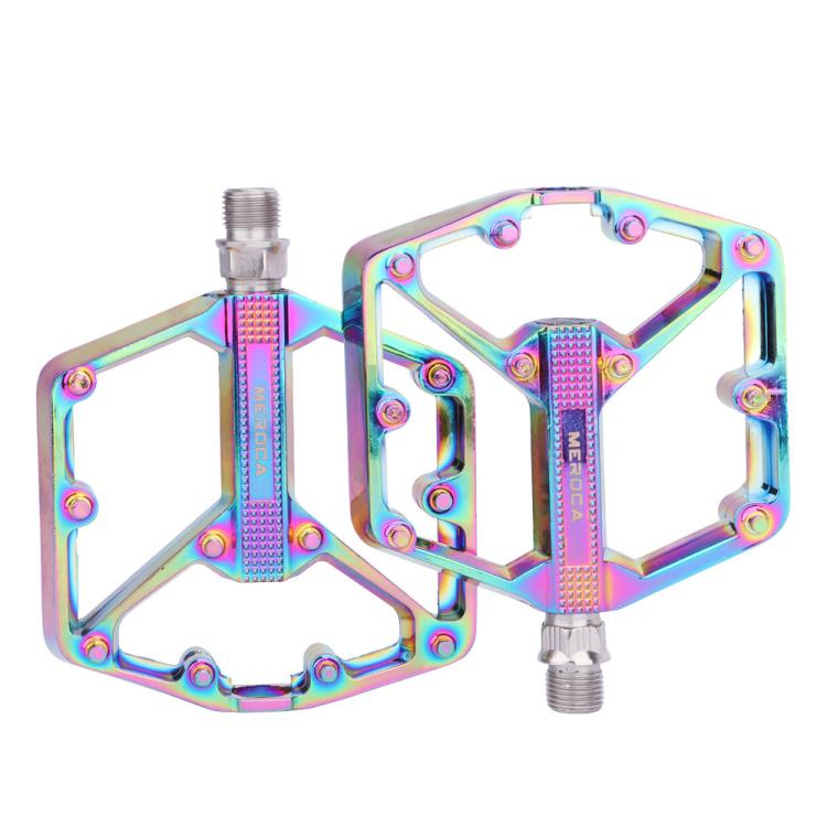 Rainbow colorful mountain bike pedals with dual platform and textured center