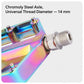 Mountain bike pedal axle end with 14 mm universal thread and chromoly steel