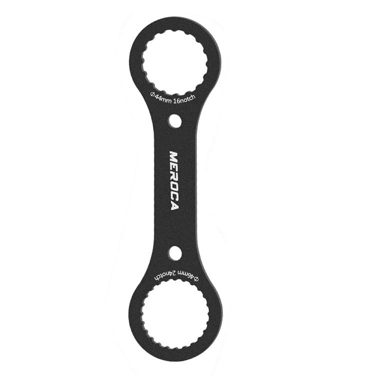 MEROCA black dual-end hollow crankset removal spanner wrench with 16-notch socket ends