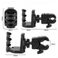Adjustable car cup holder with black cradle arms and adjustable clamp, size diagram