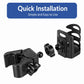 Adjustable car cup holder kit with black clamp pieces and cradle, quick-install view