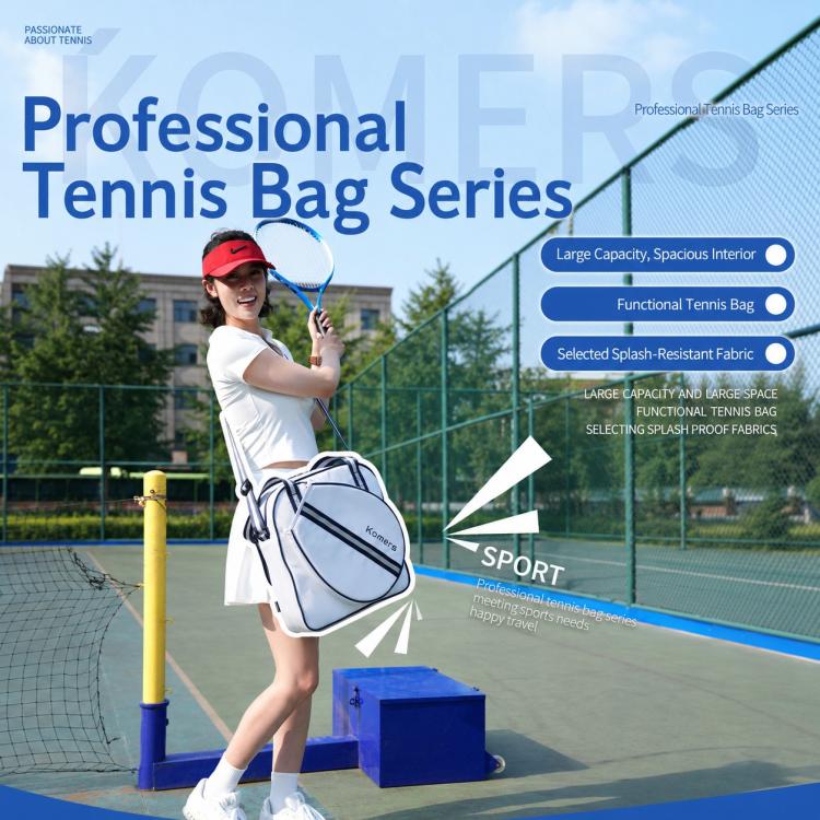 White and navy professional tennis bag with large capacity, suited for on-court use