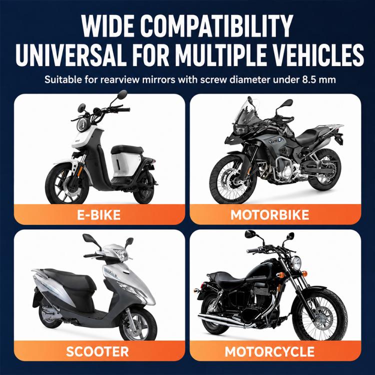 Motorcycle Phone Navigation Holder, CH11-Rearview Mirror, CH12-Handlebar