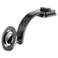 Foldable magnetic car phone holder with vent clip and circular metal magnet disc.