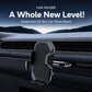 Car CD-slot phone holder mounted on dashboard, black textured phone grip