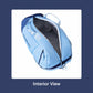Light blue racket bag backpack opened to show interior compartment lining