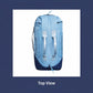 Light blue racket bag backpack with padded front straps and top carry handle