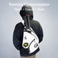 White and black crossbody sports bag with multiple zip compartments and front logo