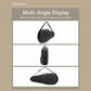 Black badminton racket bag displayed from multiple angles, with top handle and strap