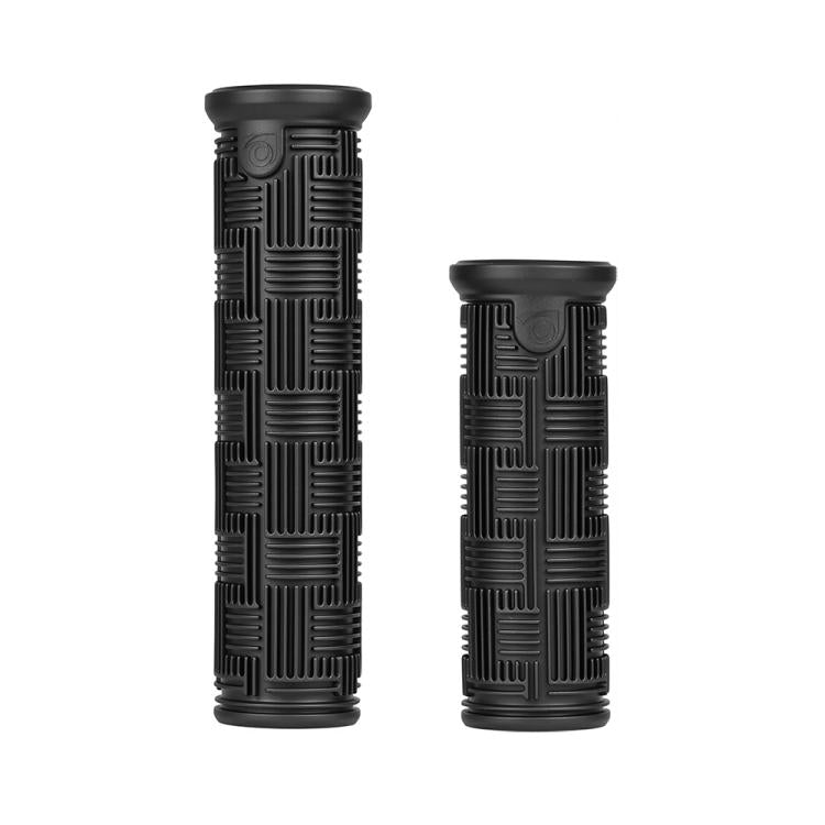 Black silicone handlebar protective covers with vertical and horizontal tread pattern, pair