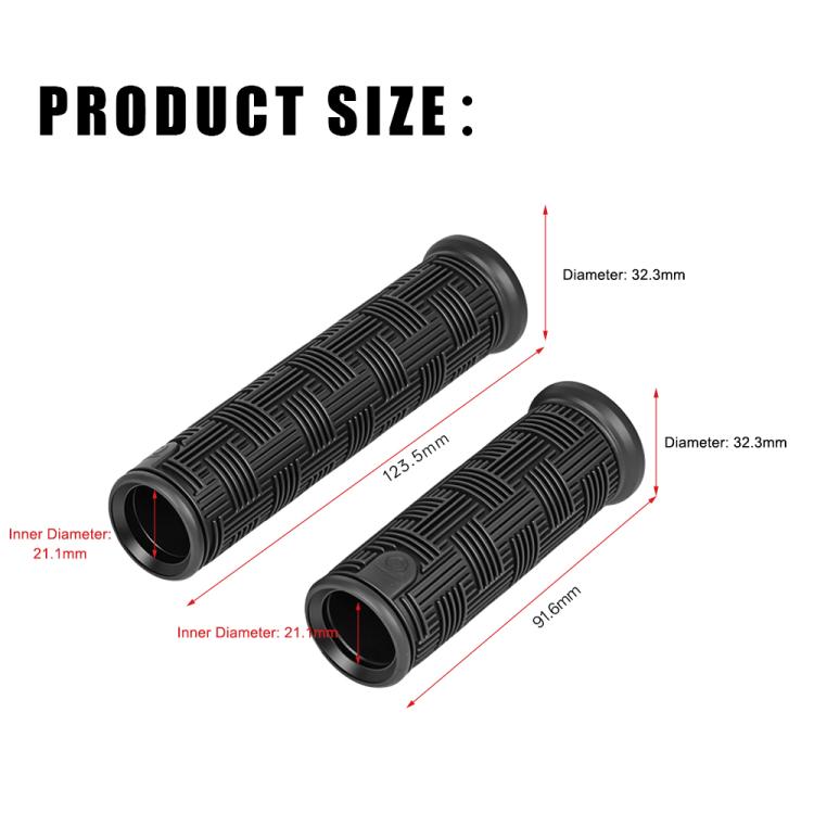 Silicone handlebar cover size diagram with outer diameter and length dimensions