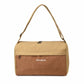 Khaki grid-panel crossbody gym handbag with top handle straps and zipper closure