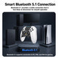 White wireless game controller with black buttons, centered on a console stand