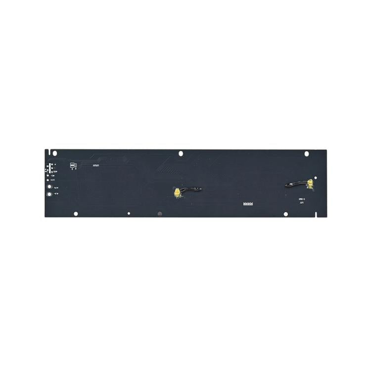 Electric scooter BMS circuit board, dark PCB with mounting holes and two yellow parts