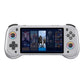 Silver handheld gaming console with 5.5-inch screen and shoulder trigger rings