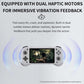 White handheld game console with dual rumble haptic vibration feedback