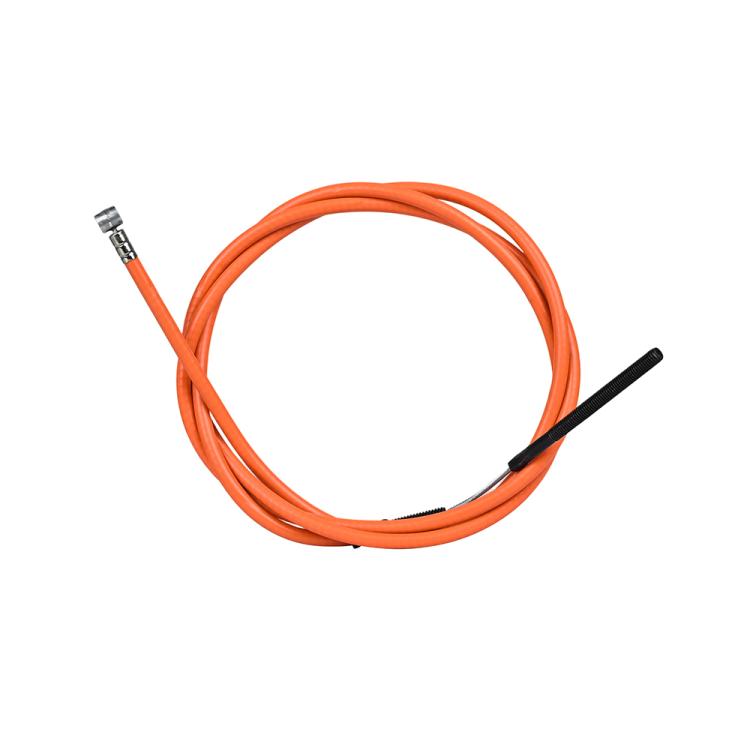 Electric scooter brake cable with orange sheath and silver end fitting