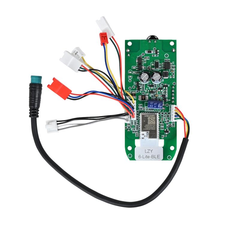 Electric scooter dashboard display circuit board with integrated components and wiring