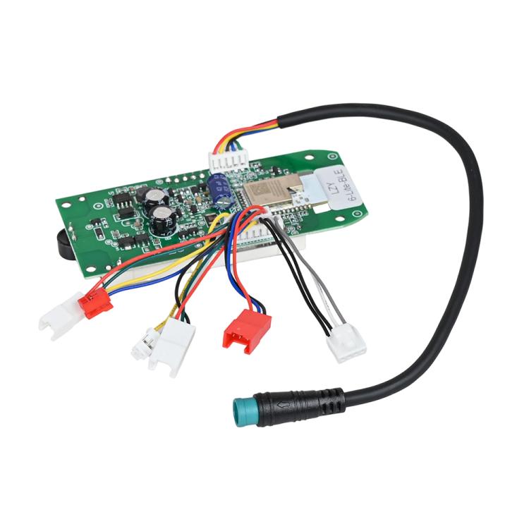 Electric scooter dashboard circuit board with multi-wire harness and plug connectors