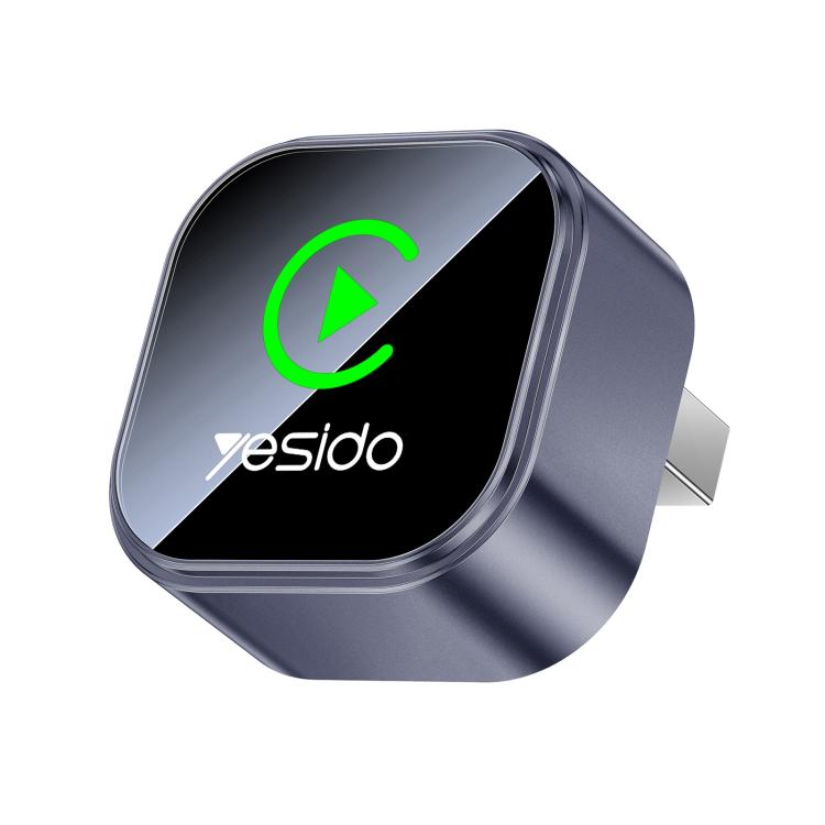 Yesido mini wireless CarPlay and Android Auto car adapter, dark gray with green indicator