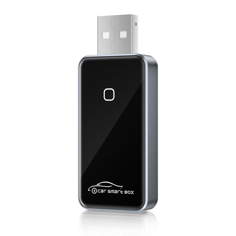 Wireless car smart box adapter with USB connector and glossy black front panel
