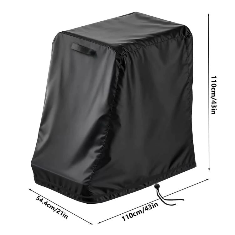 Black folding chair cover with size dimensions and tie cord