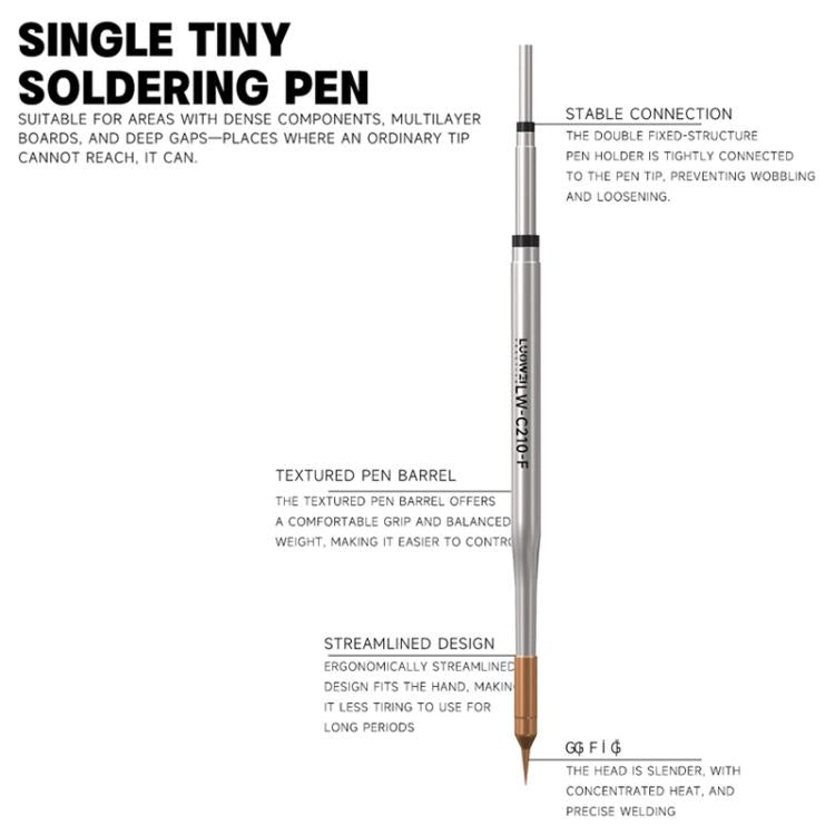 Single tiny soldering pen with textured handle and concentrated bronze tip