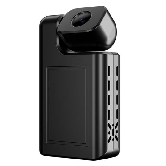 Black mini HD WiFi camera with wide lens module and front status panel