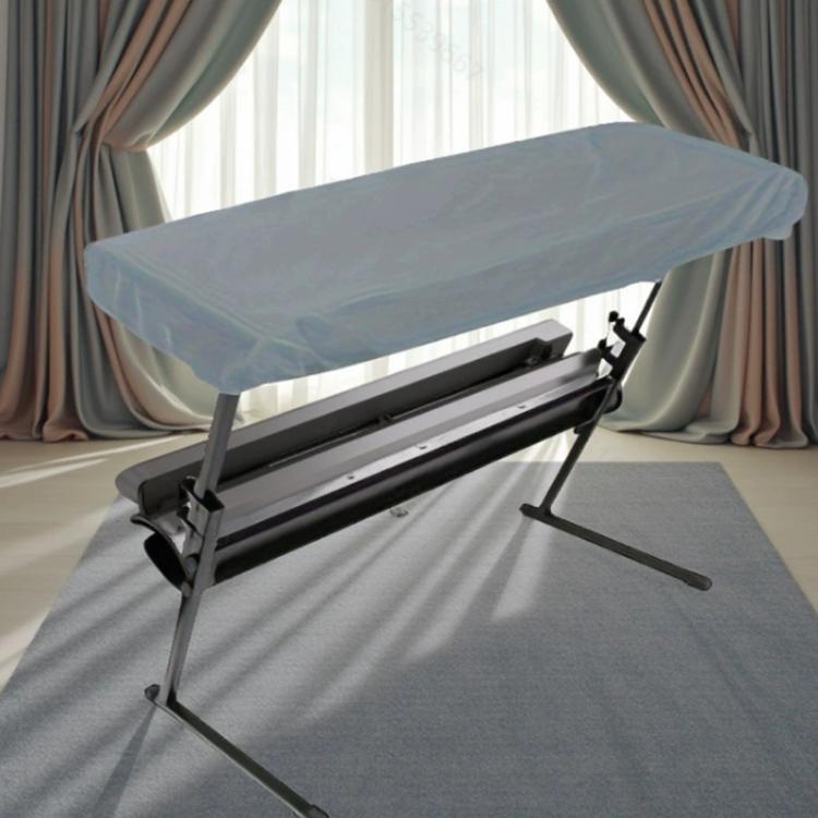 Grey dustproof piano keyboard cover with retractable drawstring, full-length fit.