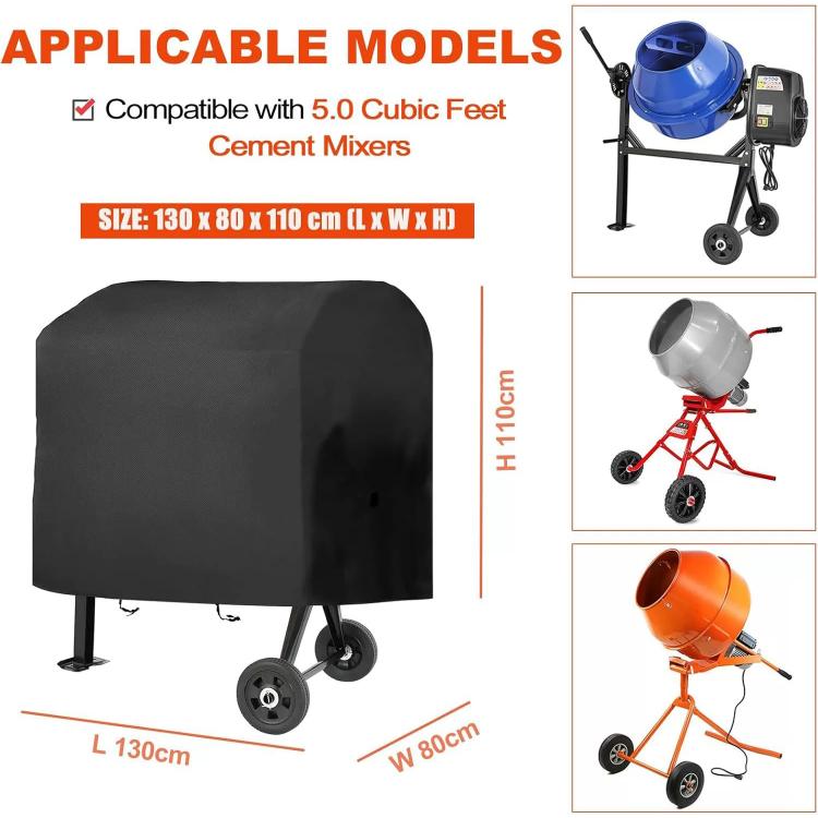 Cement mixer dust cover, dark gray; size 130 x 80 x 110 cm, fitted straps