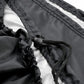 Dark gray cement mixer cover fabric with stitched seams and drawstring cord