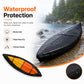 Black waterproof kayak cover with textured, water-resistant fabric for dry storage
