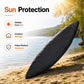 Black sun-protective kayak cover with durable, water-repellent fabric finish