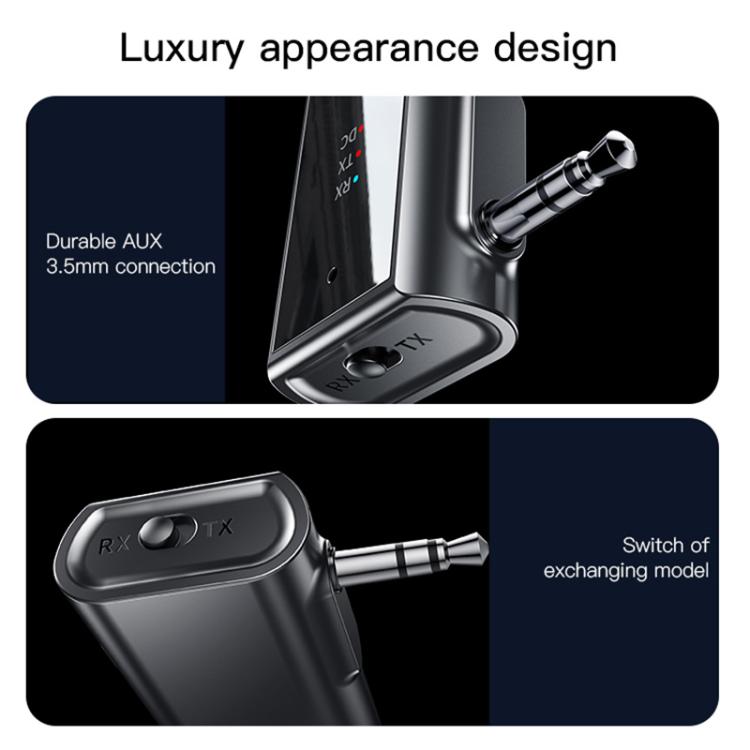 Bluetooth to AUX adapter with 3.5mm audio jack and RX/TX mode switch