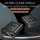 Black wide-angle mini monitoring camera with dual lenses and top vent pattern