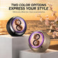 Set of car aromatherapy ornaments with purple LED light: black and gold-toned bases