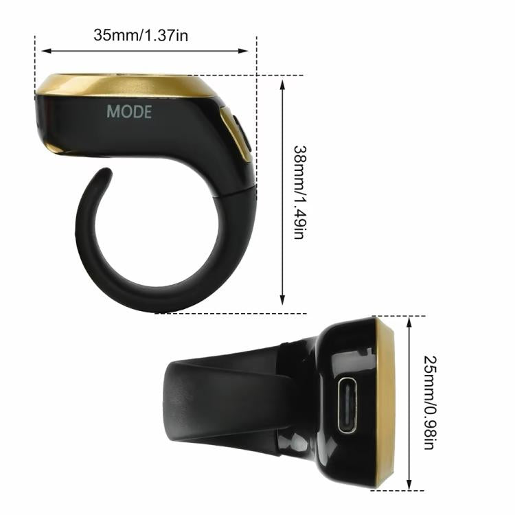 Black smart counter ring with gold top and side USB charging port