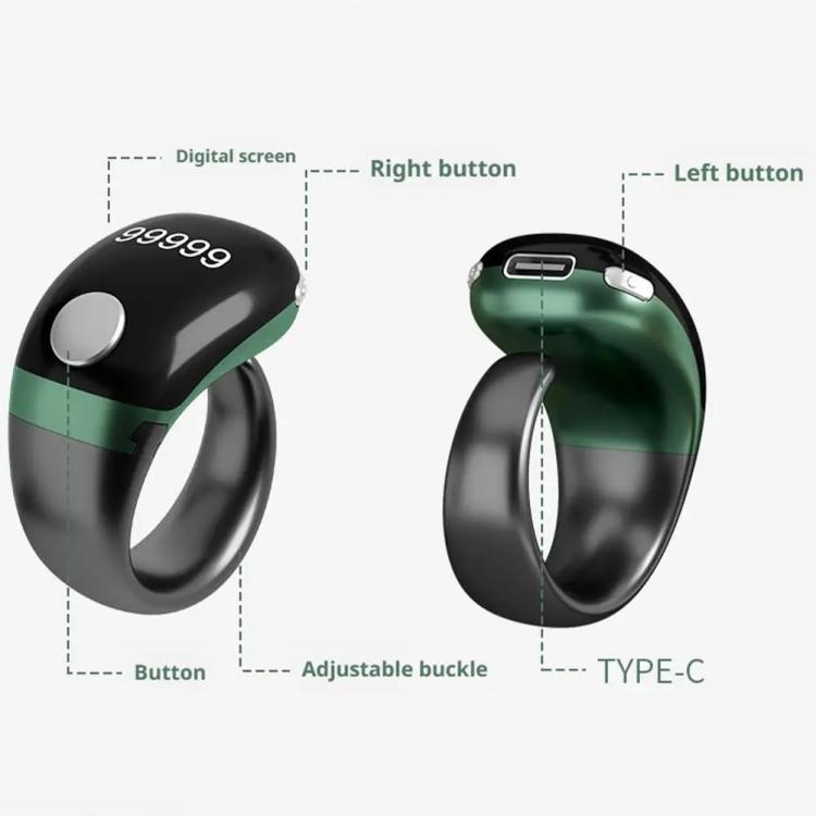 S7 Adjustable Size Button Smart Bluetooth Prayer Ring Counter, S7 (Black), S7 (Green), S7 (Rose Gold), S7 (Grey)
