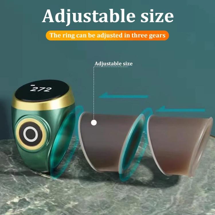 Adjustable-size Bluetooth prayer counter ring, emerald green with black OLED display 272