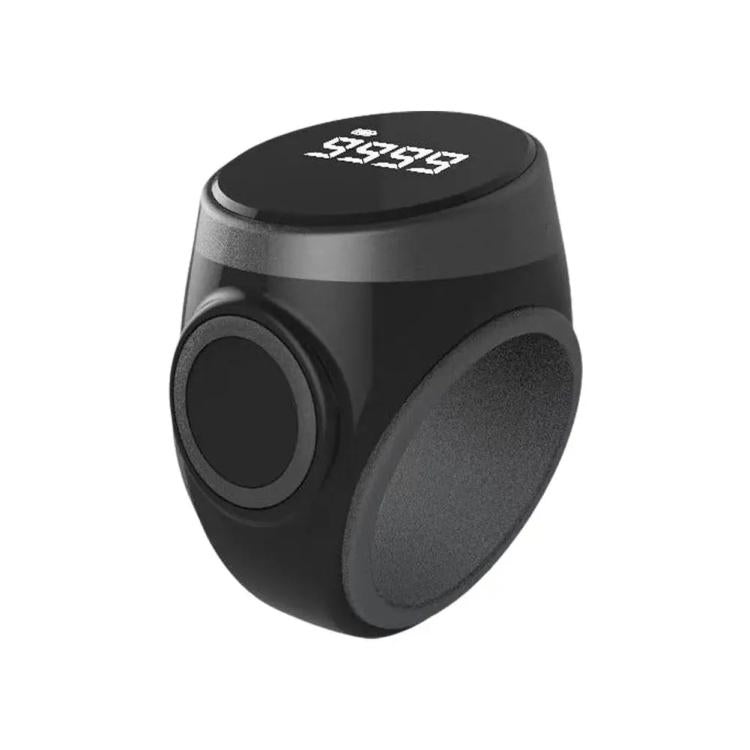 Smart prayer counting ring, black finish with black OLED display and circular button