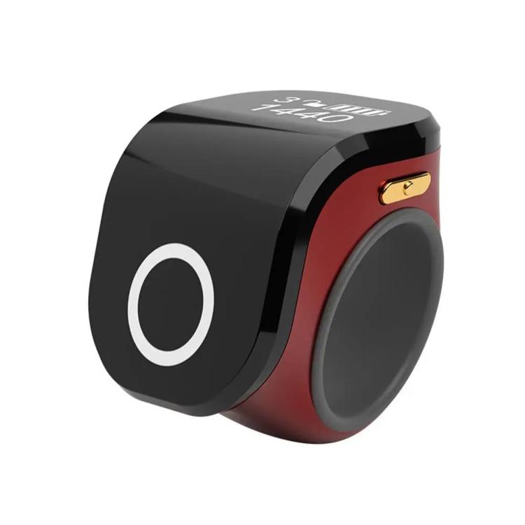 Red smart prayer ring counter with OLED touch display and adjustable band