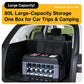 Large-capacity car storage box with open top compartments and bottle storage, dark gray