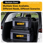 Car storage box with two stack levels in trunk, showing multiple sizes, dark gray