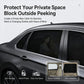 Black privacy rear car window shade curtain covering side glass to reduce peeking