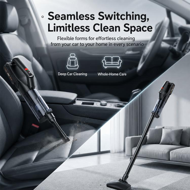 Cordless stick vacuum cleaner with two-in-one nozzle and extendable wand, black