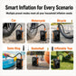 Portable electric tire inflator pump with digital display and hose