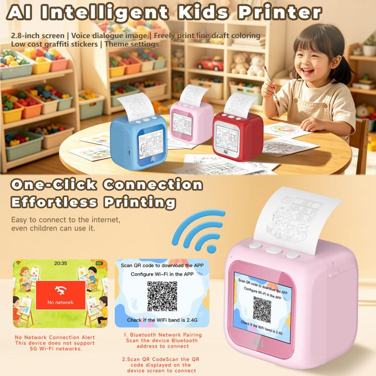 B6 AI Intelligent Kids Printer with 2.8-inch Screen